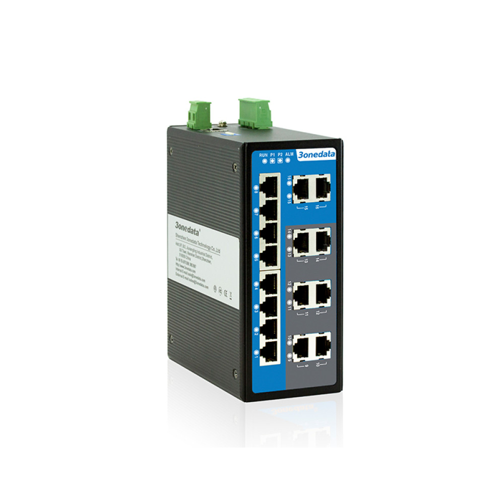 12-Port Industrial Gigabit Managed Ethernet Switch w/8*10/100Tx +