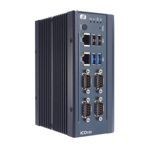 Axiomtek ICO150 DIN-Rail Fanless Embedded System, Intel Atom x7433RE, COM, 4 USB, and 2 GbE LAN