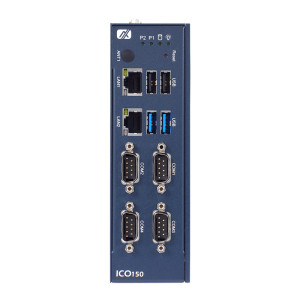 Axiomtek ICO150 DIN-Rail Fanless Embedded System, Intel Atom x7433RE, COM, 4 USB, and 2 GbE LAN