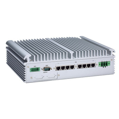 AxiomTek eBOX671-517-FL Fanless Computer, i7/i5/i3 and Celeron, 8 Power over Ethernet ports