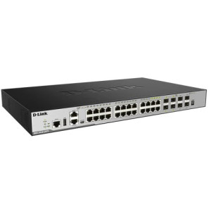 D-Link DGS-3630-28TC/SI 28-Port Gigabit L3 Managed Switch, 20x 10/100/1000BASE-T, 4x Combo 10/100/1000BASE-T/SFP, 4x 10G SFP+