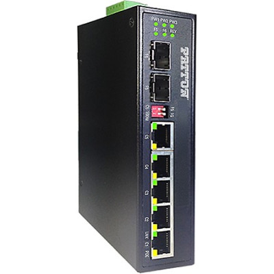 Patton FP1005E Unmanaged Industrial Ethernet Switch, 7 ports, 10/100/1000Tx, 2 SFP Cages