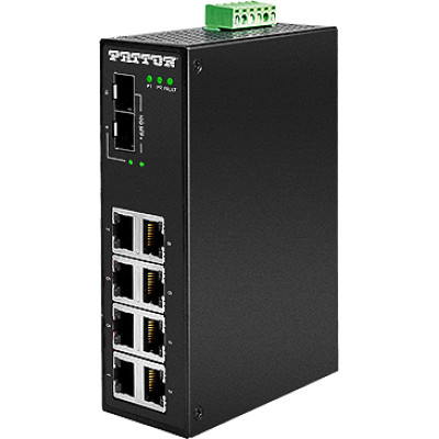 Patton FP1108E Unmanaged Industrial Ethernet Switch, 8x 10/100/1G/10G 2x GigE SFP