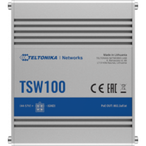 Teltonika TSW100 5-Port Unmanaged PoE Switch with rugged aluminum housing