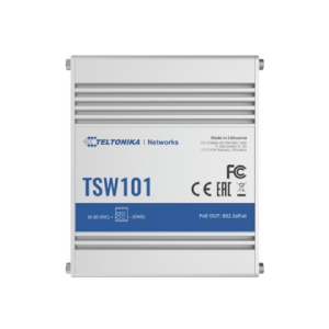 Teltonika TSW101 5-Port Automotive PoE+ Switch with rugged aluminum housing