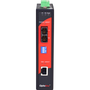 Fiber Optic to Fast Ethernet Industrial Media Converter, Multi-Mode or Single-Mode, SC Connector