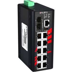 Antaira LMP-1202G-SFP 12-Port Industrial Gigabit PoE+ Managed Ethernet Switch