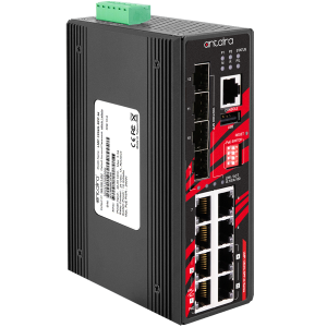 Antaira LMP-1204G-SFP-bt (-T, -24) 12-Port Industrial Gb Managed Ethernet Switch, PoE++