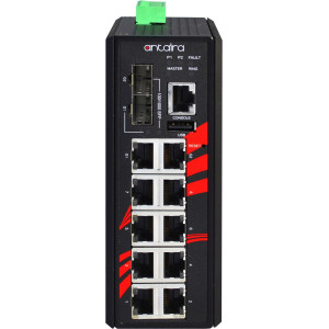 Antaira LMX-1202M-SFP 12-Port Managed Fas Ethernet Switch, 2 Gigabit SFP Slots
