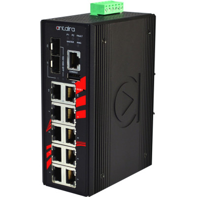Antaira LMX-1202M-SFP 12-Port Managed Fas Ethernet Switch, 2 Gigabit SFP Slots