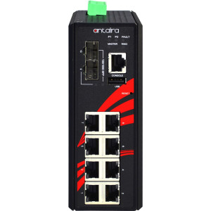 Antaira LMX-1002G-SFP 10-Port Gigabit Managed Ethernet Switch, Dual SFP Port