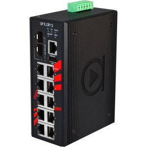 Antaira LMX-1202G-SFP 12-Port Managed Gigabit Ethernet Switch, Dual SFP Port