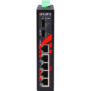 Antaira LNP-0702C-SFP 7-Port  PoE+ Unmanaged Gb Ethernet Switch, 30W/Port, Dual SFP Slots