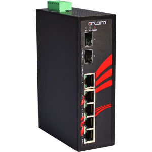 Antaira LNP-0702G-SFP 7-Port  PoE+  Unmanaged Gb Ethernet Switch, 30W/Port, Dual SFP Slots