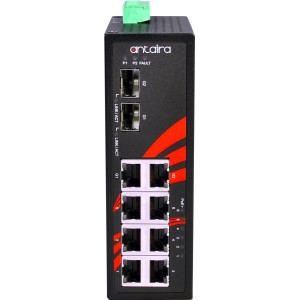 Antaira LNP-0802C-SFP 8-Port  PoE+ Unmanaged Gb Ethernet Switch, 30W/Port, Dual Gigabit Combo Ports