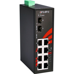 Antaira LNP-0802C-SFP 8-Port  PoE+ Unmanaged Gb Ethernet Switch, 30W/Port, Dual Gigabit Combo Ports
