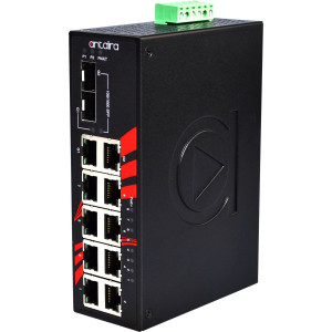 Antaira LNP-1002C-SFP 10-Port  PoE+  Unmanaged Gb Ethernet Switch, Dual  Combo Ports