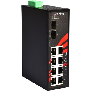 Antaira LNP-1002G-SFP-T-CC 10-Port  PoE+ Unmanaged Gb Ethernet Switch, Dual SFP Slots