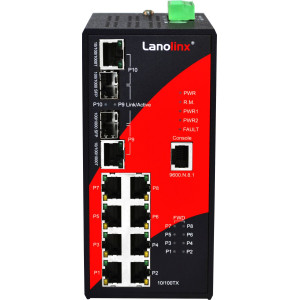 Antaira LNP-1002GN 10-Port  PoE Managed Gb Ethernet Switch, 15.4W/Port, Dual GigE Combo Ports