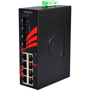 Antaira LNP-1204G-SFP 12-Port  PoE+  Unmanaged Gb Ethernet Switch, 30W/Port, Quad SFP Slots