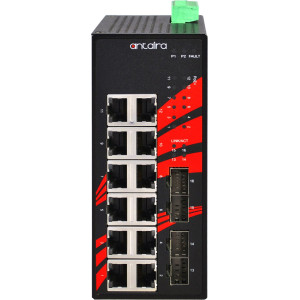 Antaira LNP-1604G-SFP 16-Port  PoE+  Unmanaged Gb Ethernet Switch, 30W/Port, Quad SFP Slots