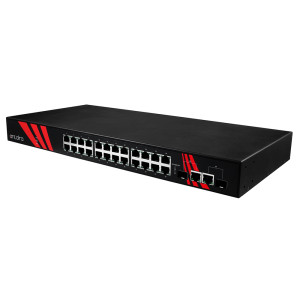 Antaira LNP-2602G-SFP (-T) 26-Port 1U PoE Unmanaged Ethernet Switch, 2 SFP Slots