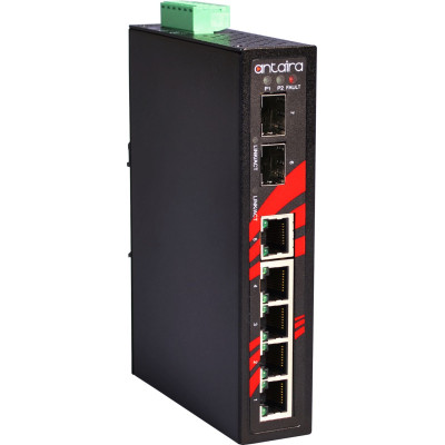 Antaira LNX-0702C-SFP 7-Port Unmanaged Ethernet Switch, 2 x SFP Slots
