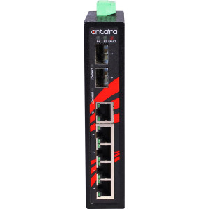 Antaira LNX-0702G-SFP 7-Port Gb Unmanaged Ethernet Switch, 2 x SFP Slots