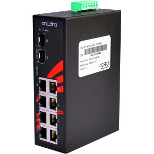 Antaira LNX-0802C-SFP 8-Port Unmanaged Fast Ethernet Switch, 2 SFP Ports