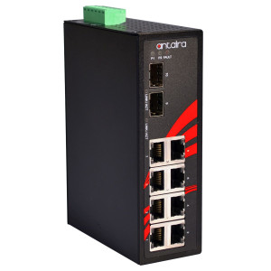 Antaira LNX-1002G-SFP (-T) 10-Port Unmanaged Gigabit Ethernet Switch, 2 SFPs