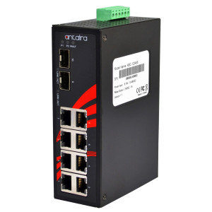 Antaira LNX-1002G-SFP (-T) 10-Port Unmanaged Gigabit Ethernet Switch, 2 SFPs