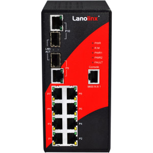 Antaira LNX-1002GN 10-Port Managed Ethernet Switch, Dual Gb Combo Ports