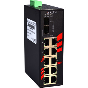Antaira LNX-1202G-SFP 12-Port Gb Unmanaged Ethernet Switch, 2 x SFP Slots