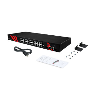 Antaira LNX-2602G-SFP 26-Port 1U Managed Ethernet Switch, Dual SFP Ports