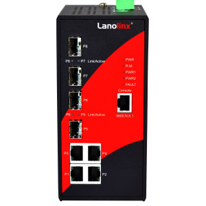 Antaira LNX-804GN 8-Port Managed Gb Ethernet Switch, Quad SFP Slots