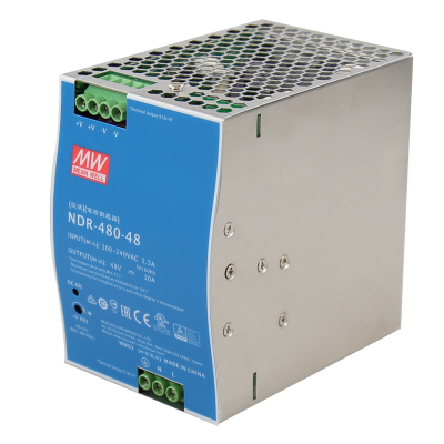 Antaira NDR-480 480W Industrial DIN Rail Mount Power Supply, 24V or 48V Output