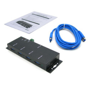 Antaira USB-HUB4K3 Industrial 4-Port USB 3.0 Hub, Locking Connectors