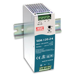 Antaira SDR-120 120W Industrial DIN Rail Power Supply, PFC, 12V, 24V or 48V Out