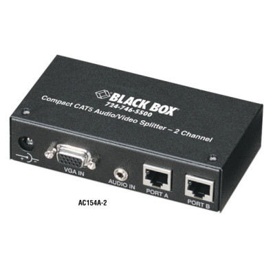 Black Box AC154A-2 Compact CAT5 Audio/Video Splitter, 2-Channel
