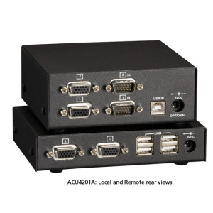 Black Box ACU4201A Micro KVM Extender, Dual VGA, USB, Dual-Access, CATx
