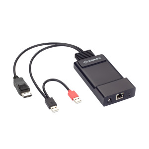 Black Box EMD200DP-T DP KVM-over-IP Transmitter, Single-Head, HD, Embedded DisplayPort Audio, 12-in, Zero rack space