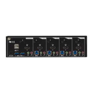 Black Box KV6224DPH KVM Switch, 4-Port, Dual-Monitor, Mixed DisplayPort 1.2 & HDMI 2.0, 4K 60Hz, USB 3.1 Hub, Audio