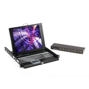 Black Box KVT417A-16UV-R2 KVM LCD Console Tray and Switch, 17", 16-Port, Single-Rail, VGA, PS/2, USB