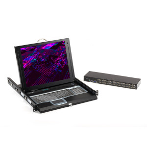 Black Box KVT417A-1UV-R3 KVM LCD Console Tray and Switch, 17", 1-Port, Single-Rail, DVI-D, VGA, PS/2, USB