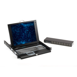 Black Box KVT417A-8UV-R2 KVM LCD Console Tray and Switch, 17", 8-Port, Single-Rail, VGA, PS/2, USB