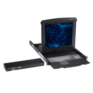 Black Box KVT419A-1UV-R3 KVM LCD Console Tray and Switch, 19", 1-Port, Single-Rail, DVI-D, VGA, PS/2, USB