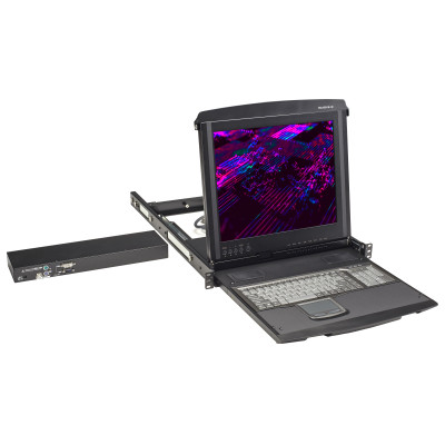 Black Box KVT517A-1UV-R2 KVM LCD Console Tray and Switch, 17", 1-Port, Dual-Rail, DVI-D, VGA, PS/2, USB