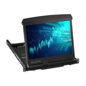 Black Box KVT517A-8DV-WIDE KVM LCD Console Tray and Switch, 17", 8-Port, Dual-Rail, DVI-D, USB, Widescreen