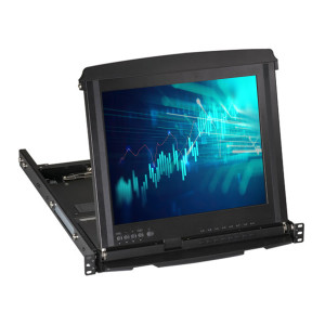 Black Box KVT517A-8UV KVM LCD Console Tray and Switch, 17", 8-Port, Dual-Rail, VGA, PS/2, USB