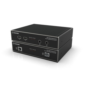 Black Box KVXHP-100 KVM Extender over CATx/Fiber, Single-Monitor, 4K DisplayPort, USB 2.0 Hub, Serial, Audio, Local Video